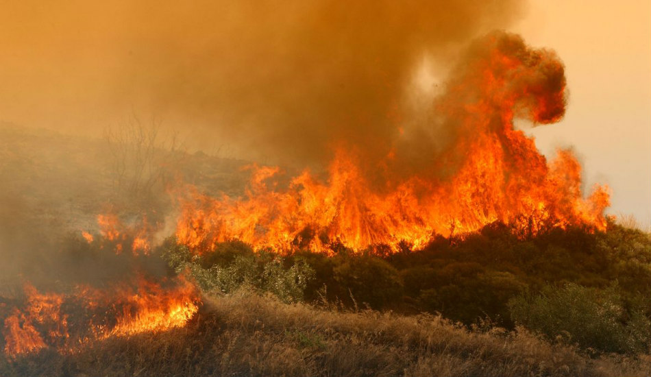 Από την πυρκαγιά σε χαμηλή βλάστηση και σε ελαιώνες, στη περιοχή Βελανιδιά στο Κιβέρι του Δήμου Άργους-Μυκηνών Αργολίδας, Σάββατο 21 Ιουλίου 2012. Στην κατάσβεση της φωτιάς παίρνουν μέρος πυροσβεστικές δυνάμεις από όλη την Πελοπόννησο με την βοήθεια 4 αεροσκαφών και 1 ελικοπτέρου. ΑΠΕ-ΜΠΕ/ΑΠΕ-ΜΠΕ/ΜΠΟΥΓΙΩΤΗΣ ΕΥΑΓΓΕΛΟΣ